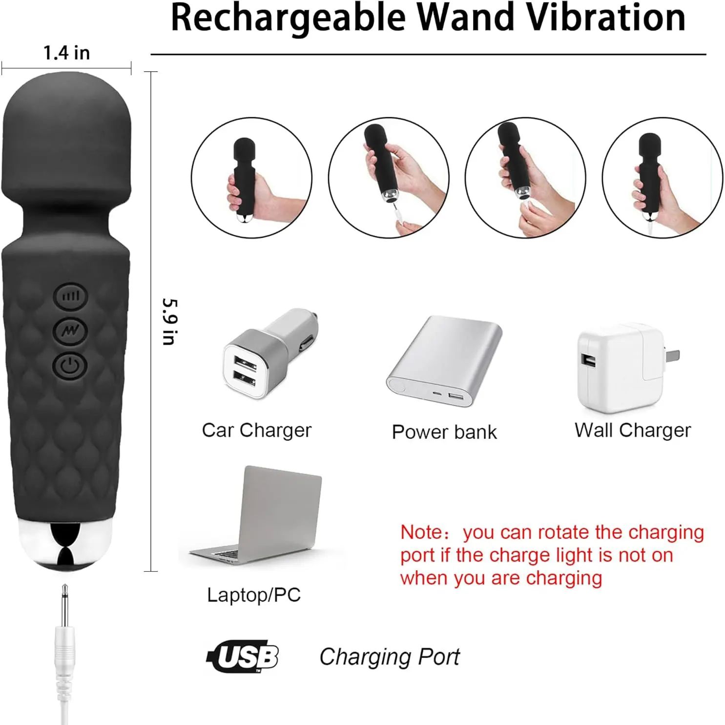 AV Vibrator Wand Personal Massager Clit Stimulator Sex Toy for Women 20 Patterns 8 Speeds Rechargeable Mini Vibrators Adult Toys - Image 3