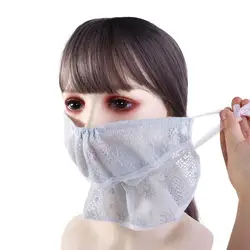 UV Protection Silk Scarf Summer Lace Neck Protection Face Scarves Face Scarf Sunscreen Mask Sunscreen Veil Anti-uv Face Cover