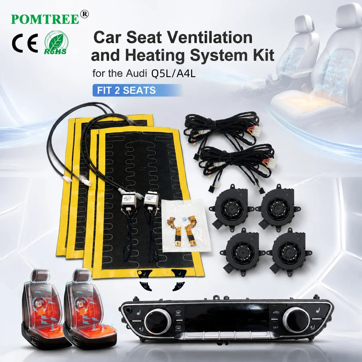 Built-in Car Seat Ventilation Cooling And Heating System Kit Fit 2 Seats,Includ Switch Modification Kit Suitable for Audi Q5L/A5