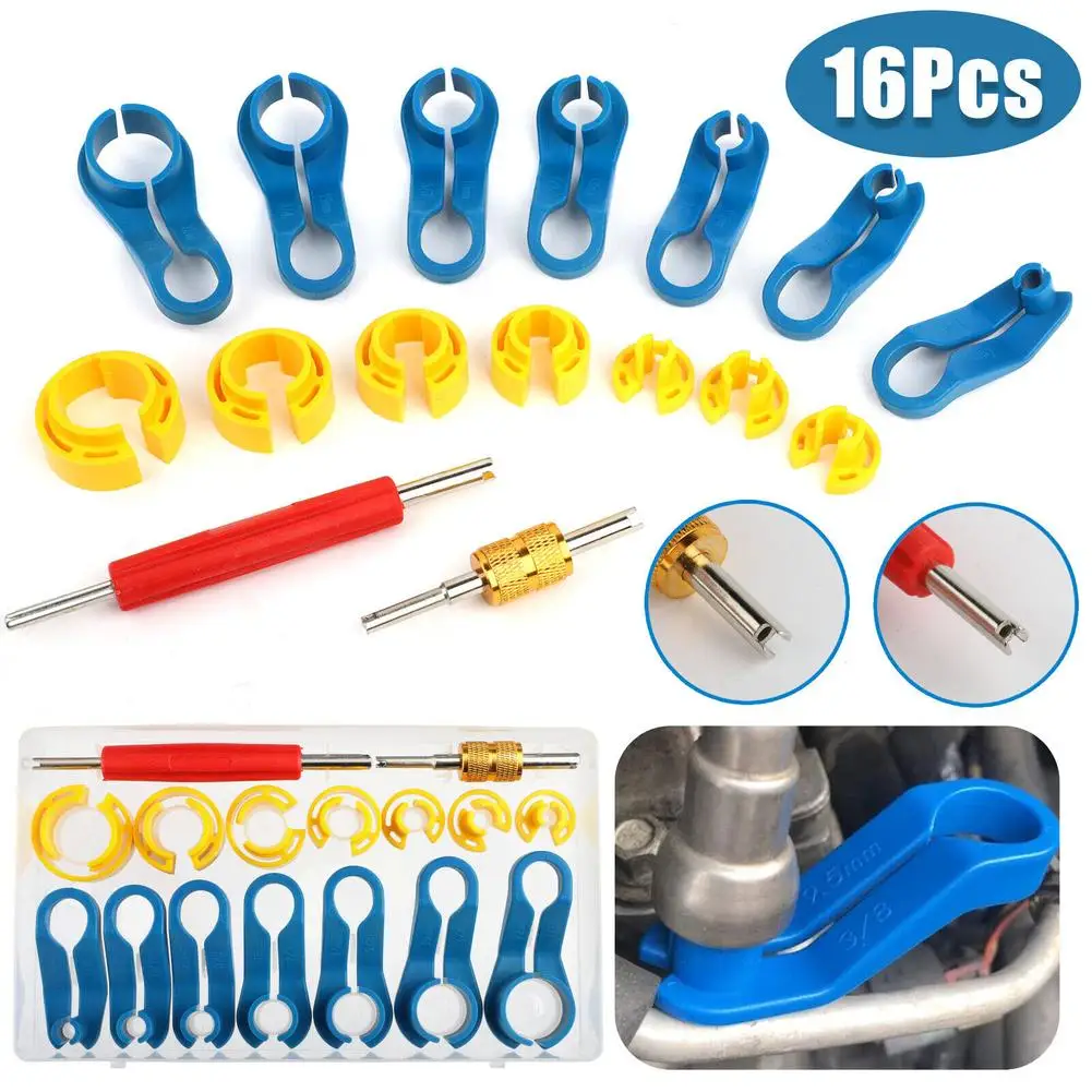 16pcs Car Air Conditioning Pipe Quick Disconnect Tools Kit Fuel Line Remover Connector Removal Tools Manual Tool Set