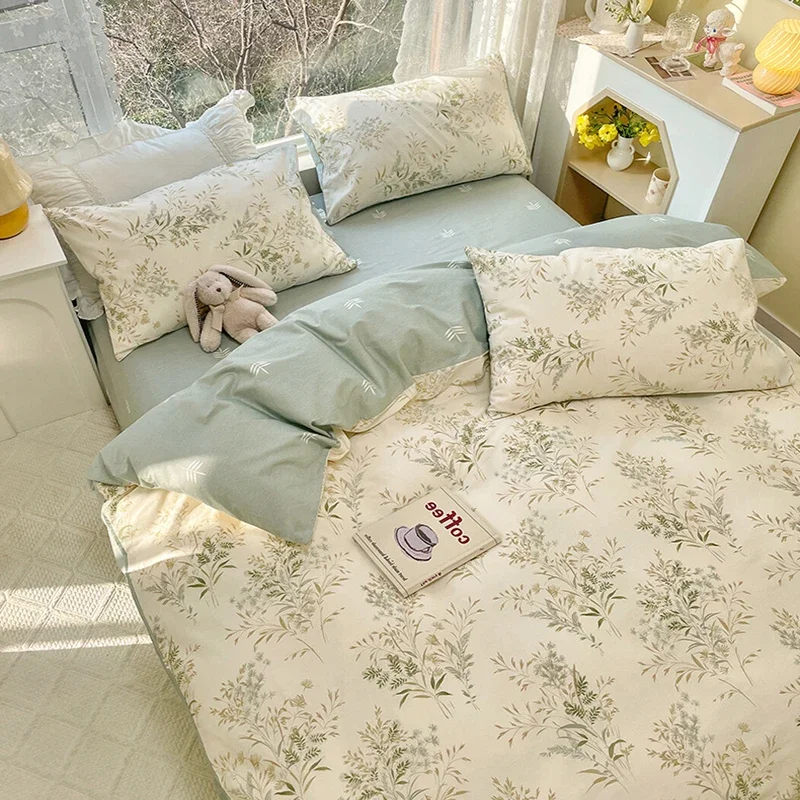 

New 40 Count Pure Cotton Duvet Cover for 2025 Soft Bedding Sets with Plant and Flower Printing 150/200M Bed Linens for Bedroom