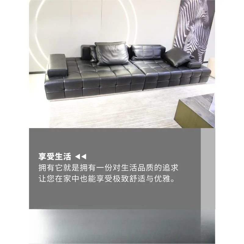 Leather sofa large flat matte cloth living room tofu block module combination sofa