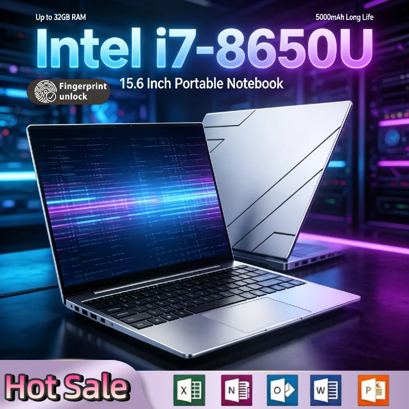 Intel i7 8650U 15.6 Inch Laptop 2026 32GB RAM 1TB 2TB SSD 1920x1080 Gaming Notebook Office Study High Performance Pro