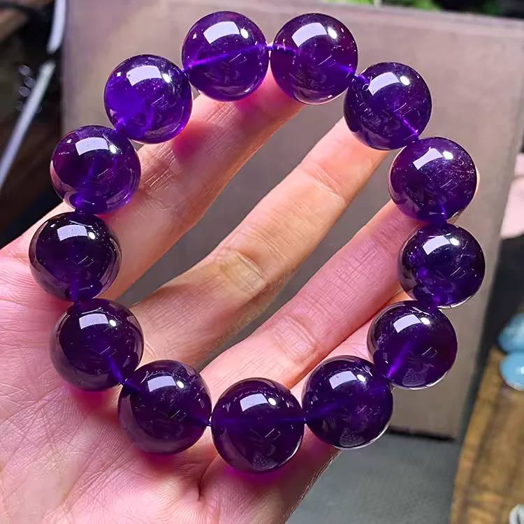 

Natural Purple Amethyst Quartz Crystal Bracelet Round Beads Big Women Men 16mm 17mm 18mm 19mm Fashion Amethyst AAAAAA