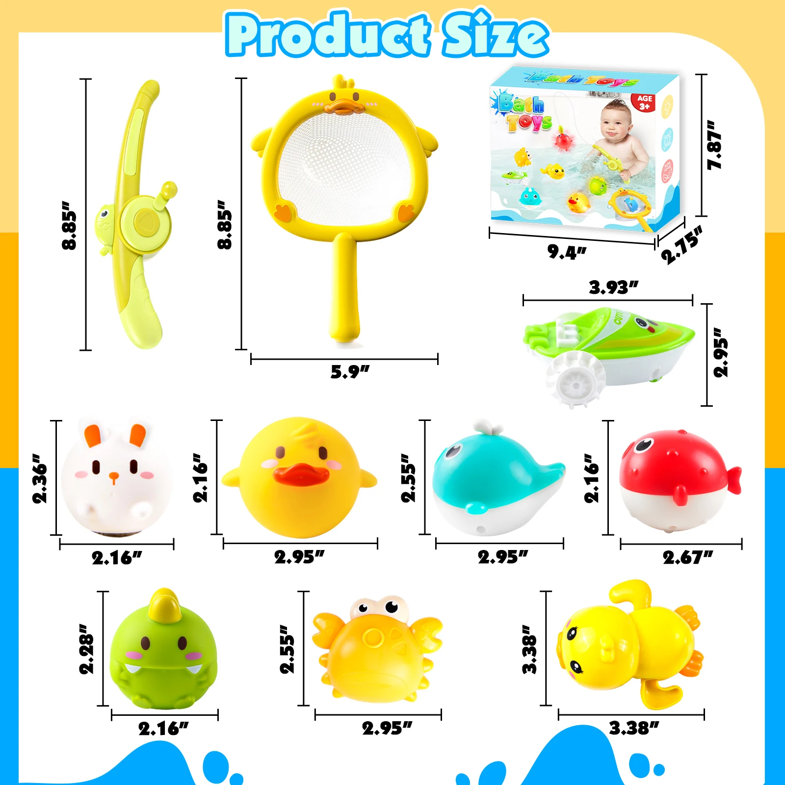 1 ชุดของเล่นอาบน้ำแม่เหล็กสำหรับเด็กวัยหัดเดิน, เล่นน้ำสำหรับเด็กสำหรับของขวัญในอ่างอาบน้ำและสระว่ายน้ำ