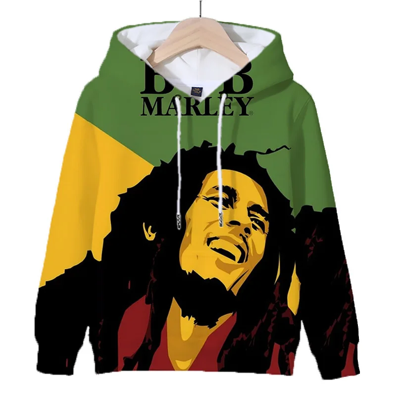 Y2k Rock Singer Bob Marley Reggae Rasta Hip-hop Street Sweatshirt Kids Adults Fun Game Pattern Clothing Hoodie Casual Hoodied