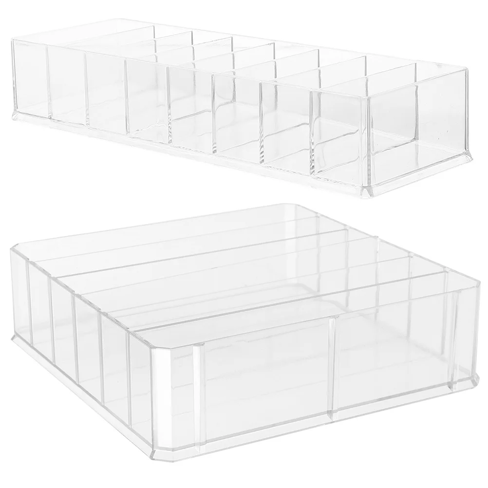 

2pcs Organizer Box Acrylic Multi Compartment Storage Tray For Cash Coins Bills Phone Desktop Holder Money Case Grids