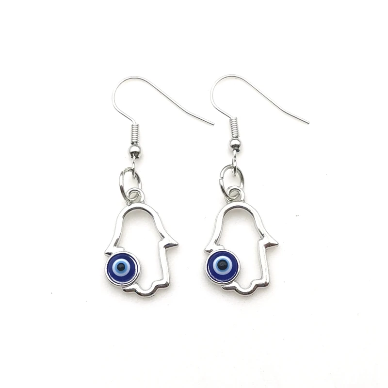 

Vintage Turkish Evil Eye Pendant Earrings Turkish Lucky Fashion Gold Color Earrings Chain Round Heart Female Friend Gift