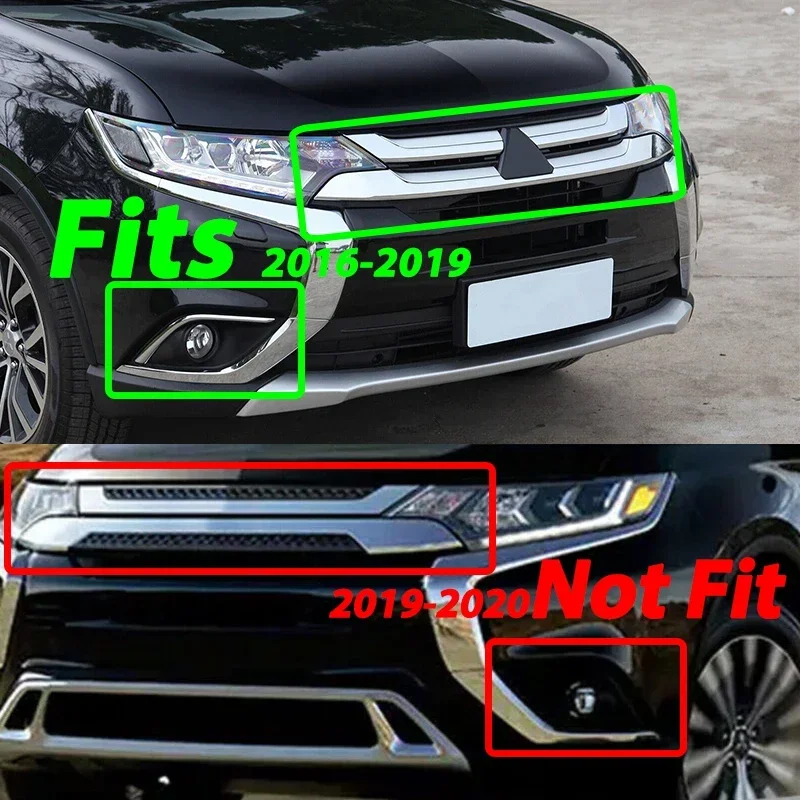 Chrome Fog Light Covers for Mitsubishi Outlander 2016-2018 2019 Fog Lights Bezel Fog Lamp Hood Frame Black Grill car accessories