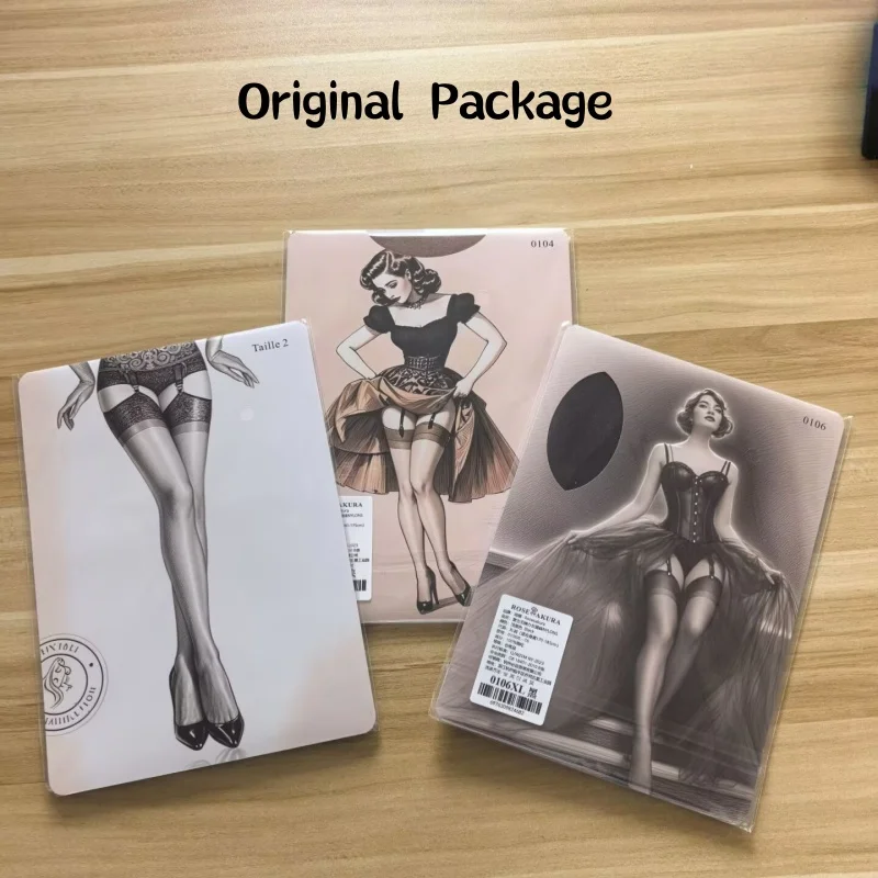 100cm/115cm/130cm Ladies See Through Extra Long Stockings Retro Dark Color Toe Reinforcement Thigh High Suspender Stockings