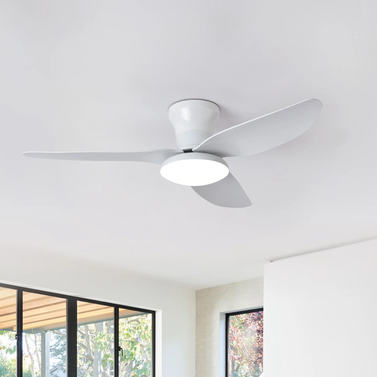 Luces de ventilador de techo Led modernas, Motor de CC, ventiladores de sincronización de 6 velocidades, ventilador de Control remoto para Loft de piso bajo con luces, dormitorio, comedor