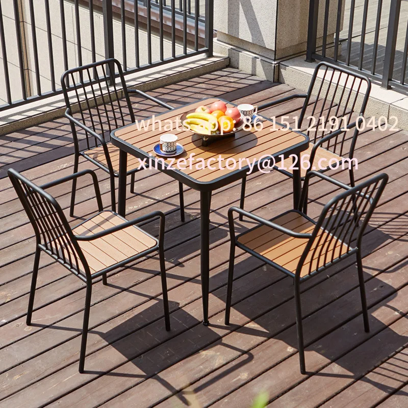 

Customizable outdoor table and chair combination outdoor leisure bar, courtyard square table wrought iron open-air garden balcon