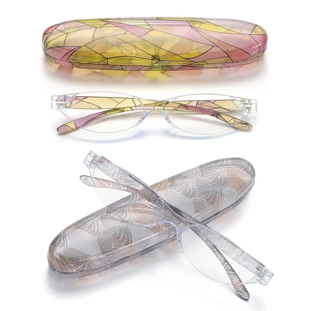 

Lightweight Computer Readers Eyeglasses Floral Reading Glasses with Case Anti Blue Light Reading Glasses Small Oval