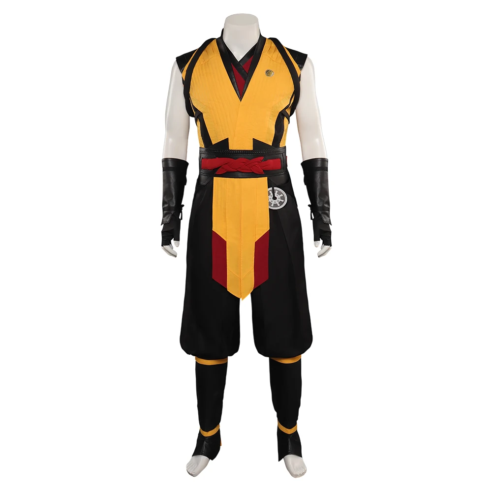 Mortal Cos Kombat Scorpion Cosplay Costume Men Uniform Top Pants Belr Mask Outfits Halloween Carnival Party Suit