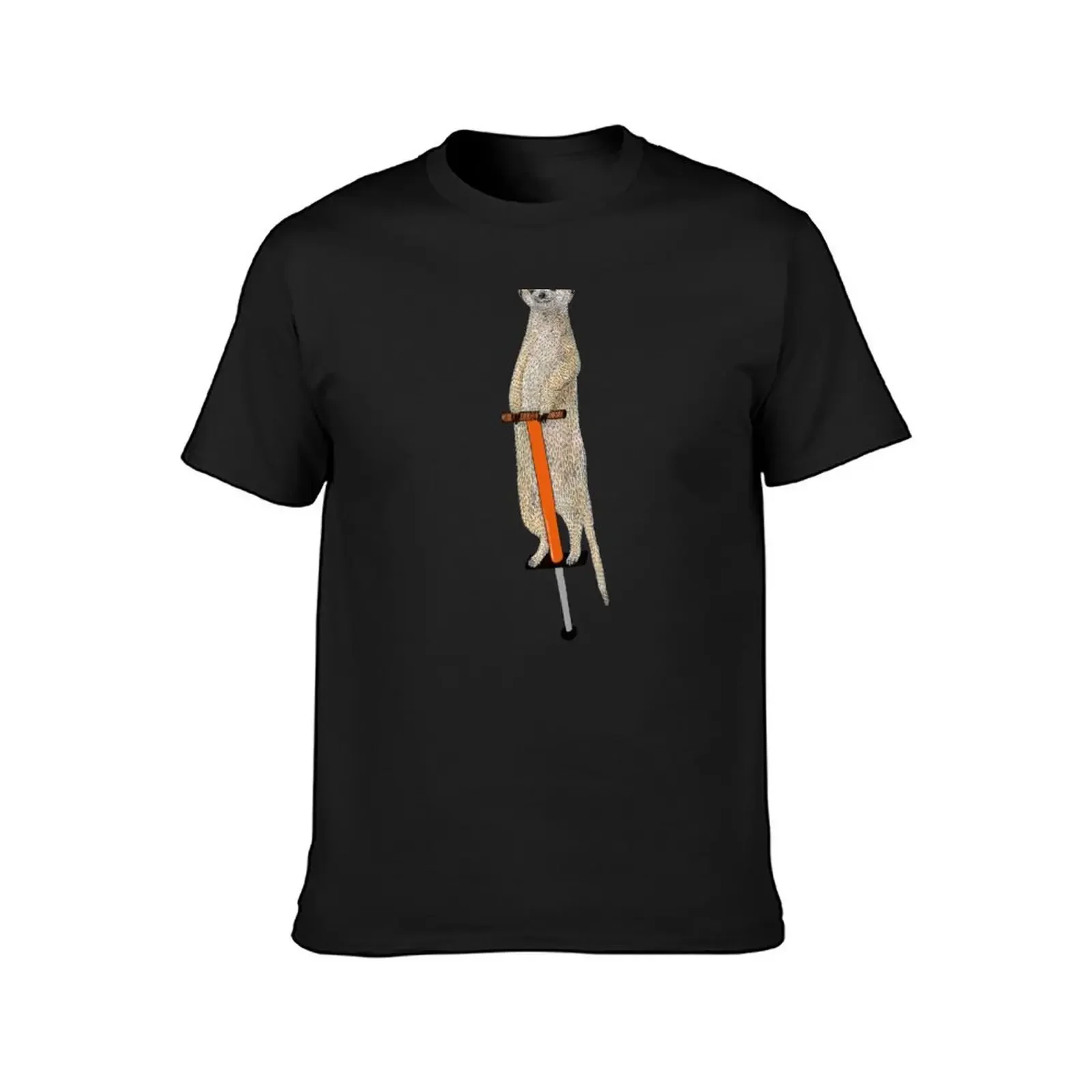 Meerkat on a pogo stick T-Shirt anime blanks street wear Blouse black t-shirts for men