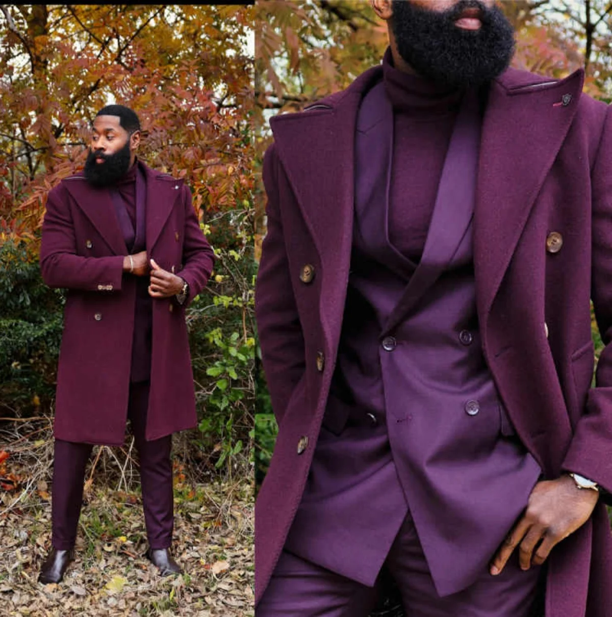 

Classic Men Overcoat 1 Piece Double Breasted Peaked Lapel Coat Autumn Winter Warm Formal Occasion Outerwear Custom Made