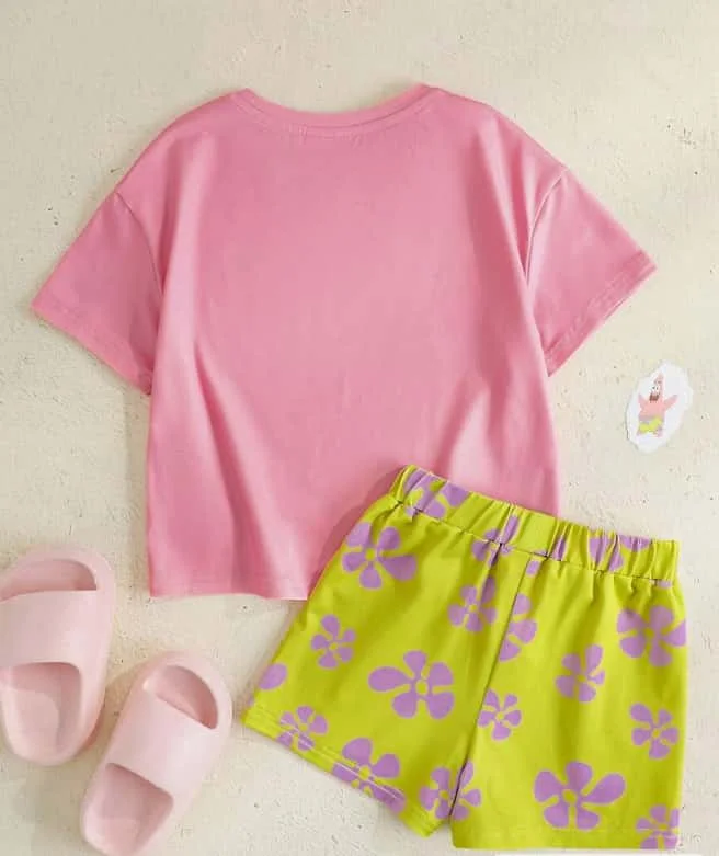 2026 Neue Sommer-Mode Patrick Star Expression Kinder- und Erwachsenen-Partnerlook 3D Kurzarm-Shorts-Set Übergröße – Detail 6