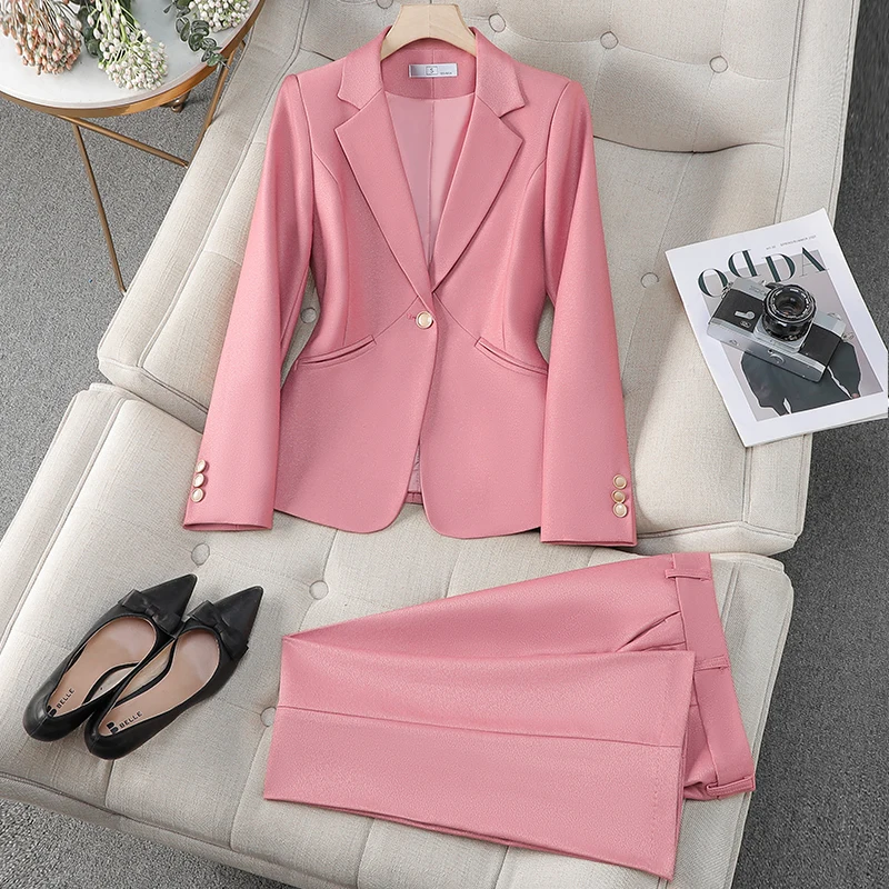 

Formal Women Pantsuits Pants Set Ladies Office Professional Business Suits Female Blazers Clothing Set Career Interview Outfits