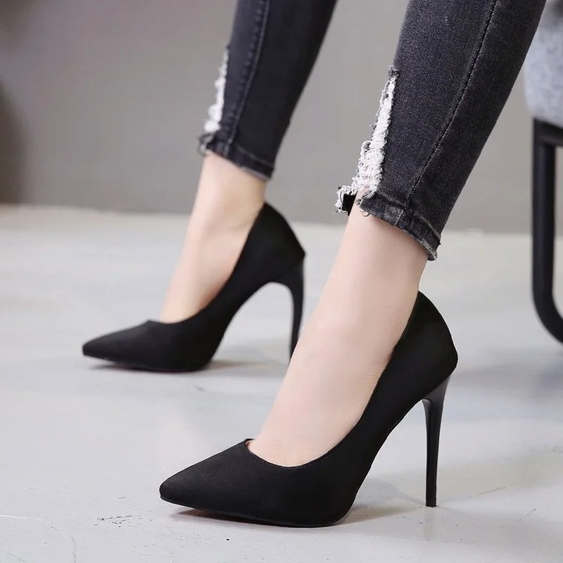 

2022 Sexy Women Pumps Spring/Autumn High Heels Pointed Toe Black Wedding Shoes Sexy High Heel Shoes for Women Pumps