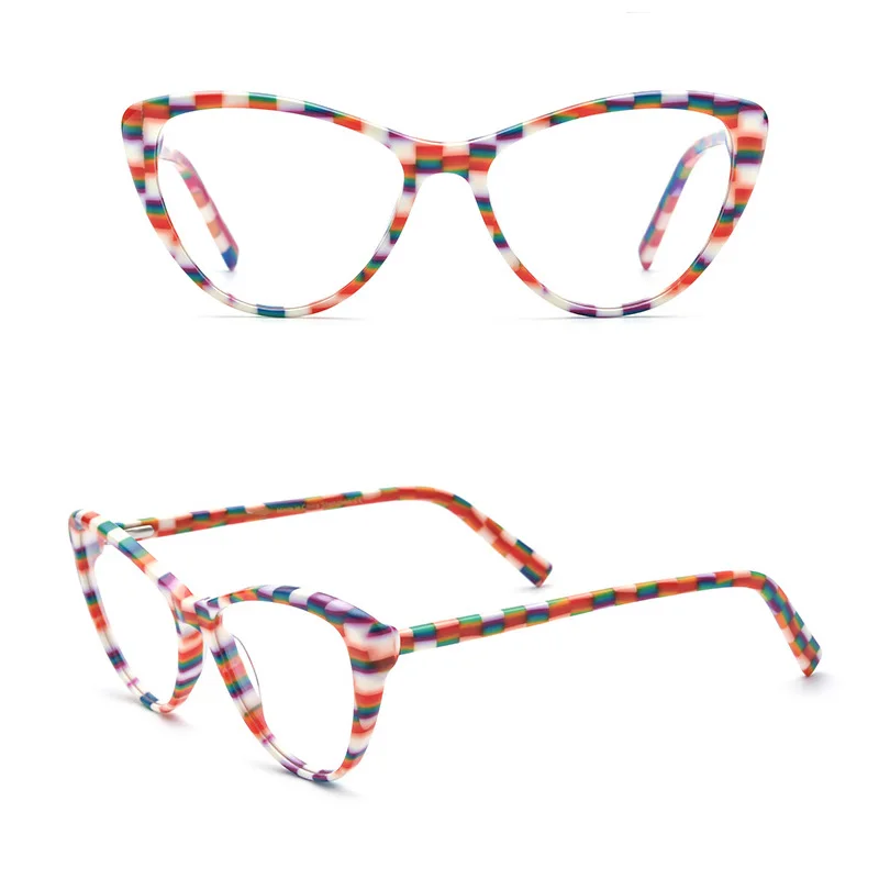 

Belight Optical Women Colorful Cat Eye Shape Acetate Vintage Retro Design Spectacle Frame Eyeglasses Precription Lens 19332