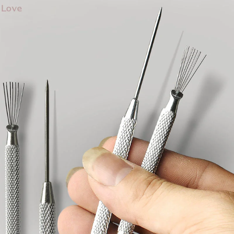 [L&P] 다기능 네일 아트 라인 페인팅 7핀 펜 구부릴 수 있는 스테인리스 스틸 핸들 네일 UV 젤 브러쉬 드로잉 매니큐어 도구