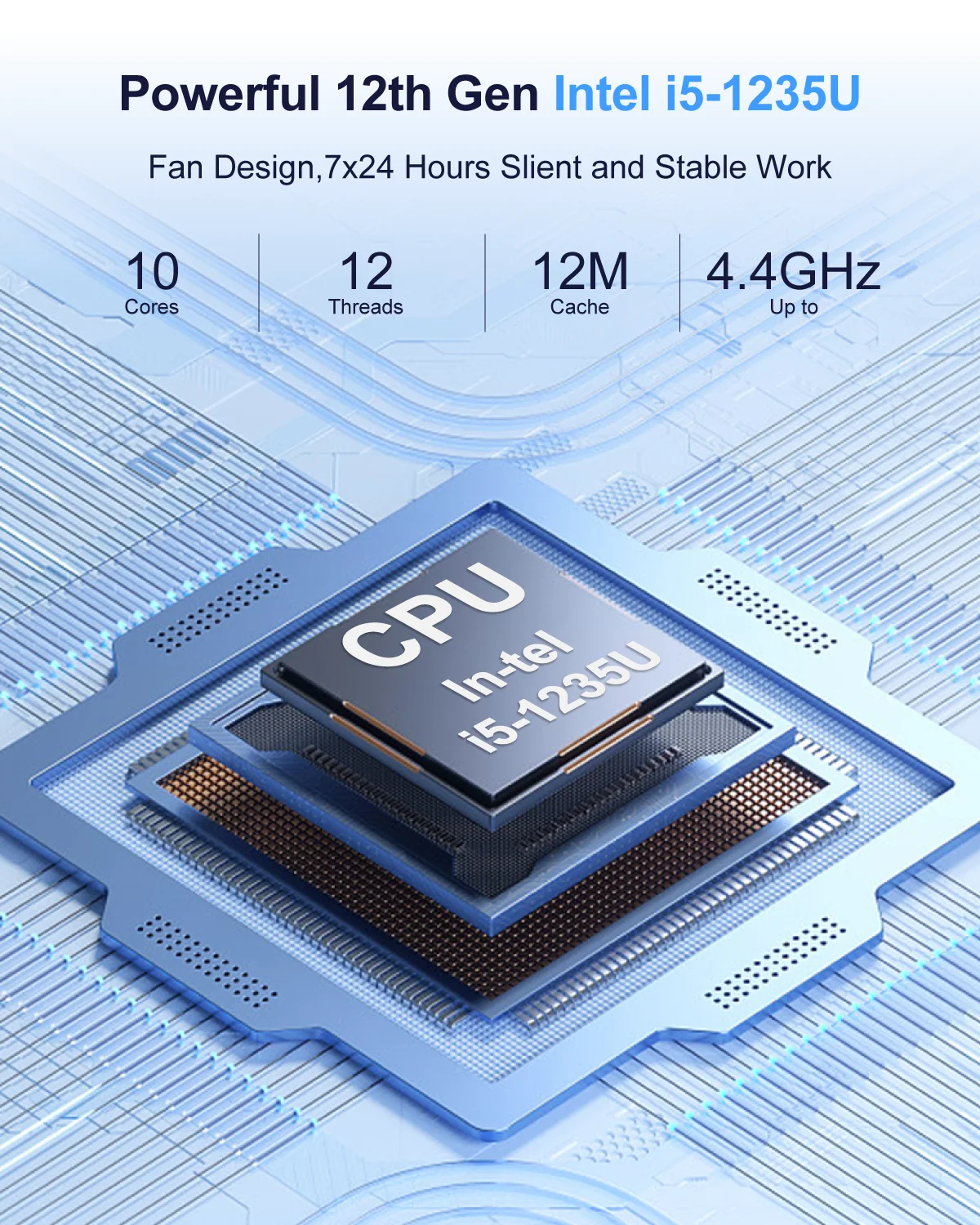 HYSTOU 2025 nuovo 12th 1235U Industrial Gen senza ventola Intel Mini PC ampia tensione DC 9V Micro computer desktop Core i5 NUC 4K
