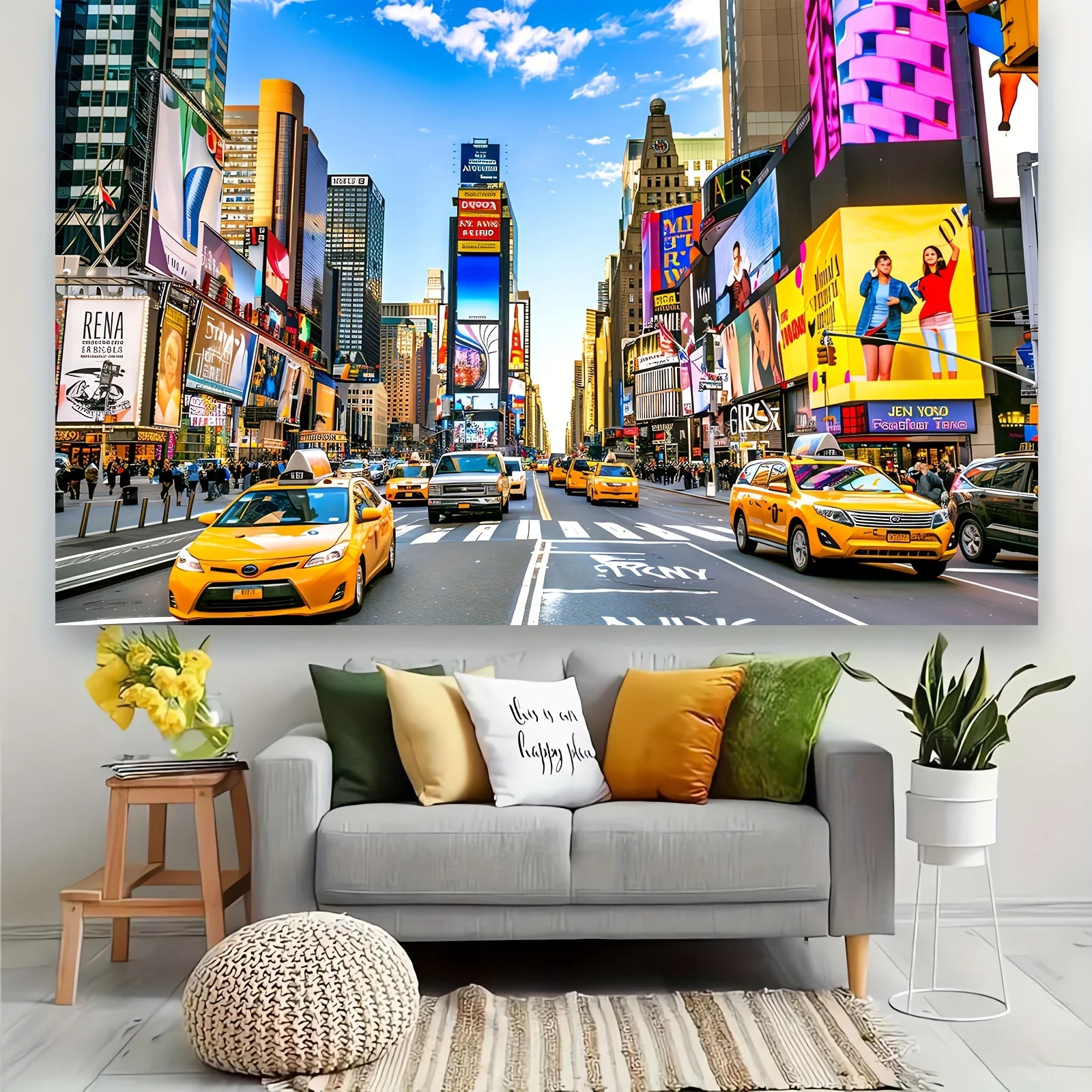 New York Times Square architecture photo background, adult portrait studio booth prop banner