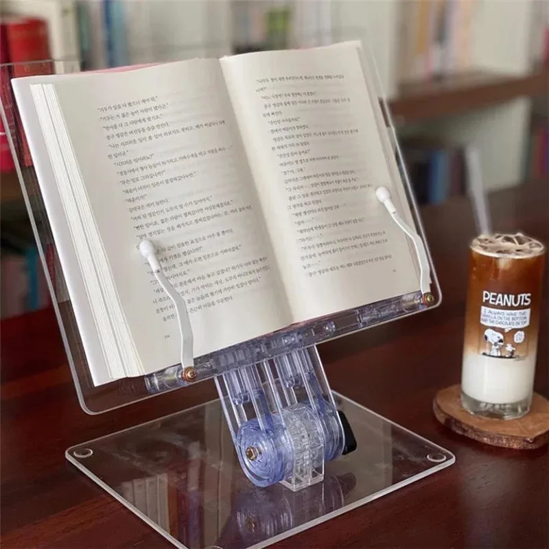 Tablet Stand Adjustable Transparent Acrylic Reading Book Holder 180 Degree Flat Bracket Support For MacBook iPad Desktop Holde