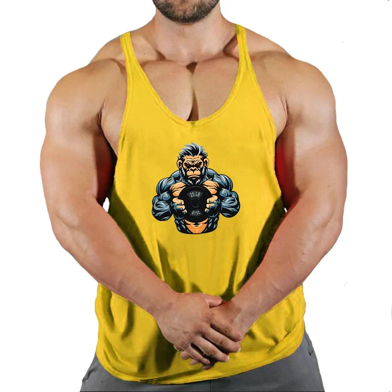 Summer Y Back Gym Stringer Tank Top Men Cotton Clothing Bodybuilding Sleeveless Shirt Fitness Vest Muscle Singlets Workout Tank