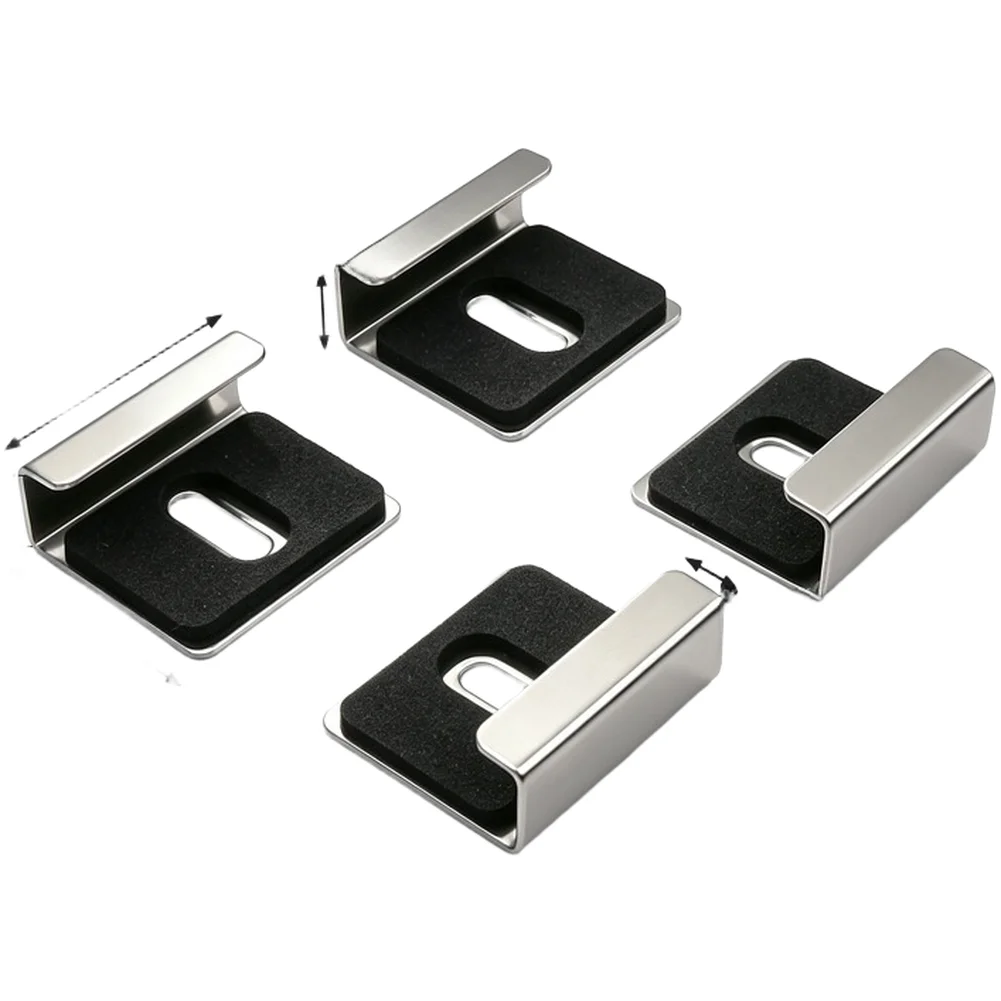 4Pcs Square Glass Mirror Bracket Stainless Steel Wall Mount Holder For Bathroom Shower Room Slip Fitting Kit 4Pcs