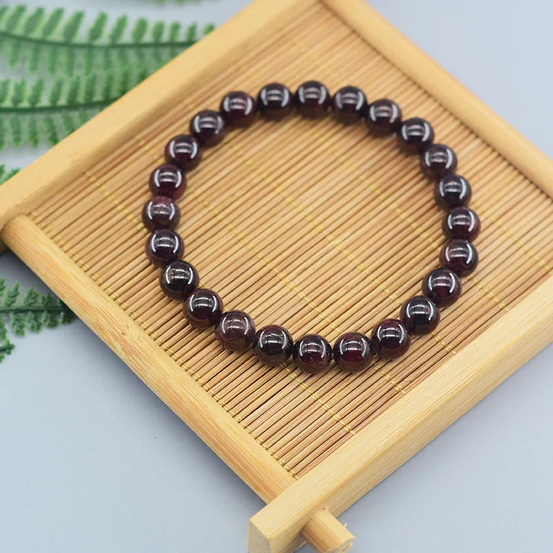 Natural 5A Garnet Stone Femme Wine Red Bead Bracelet Men Bangle Women Bracelet Lucky Energy Healing Jewelry Valentine\'s Day Gift