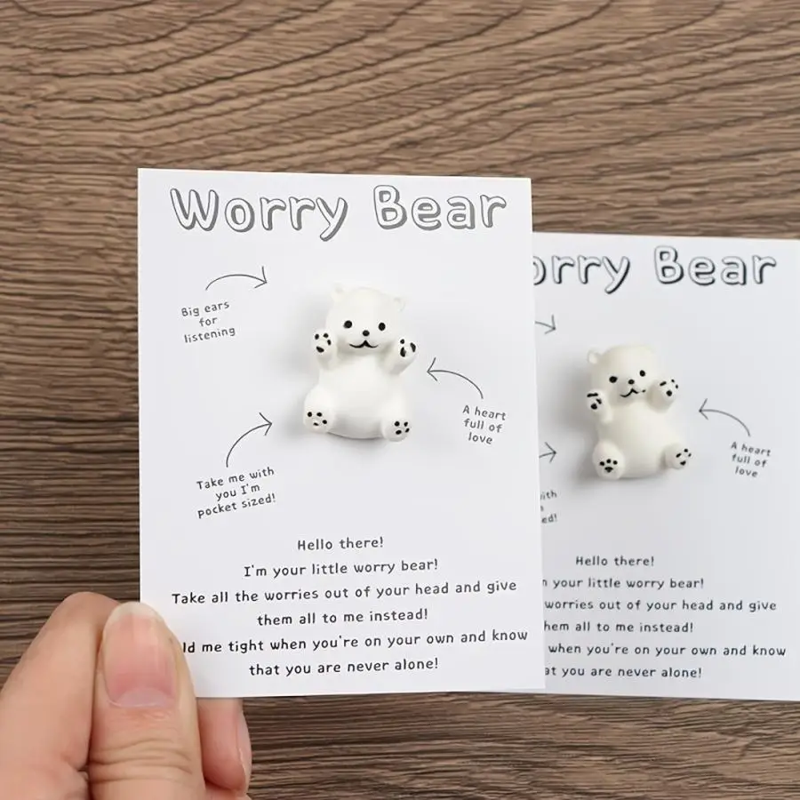 1/5/10/20/50/100pcs Mini Pocket-Sized Worry Bear Encouragement Cards - Fantasy Themed Closed Cards, Friendship & Holiday Greetin