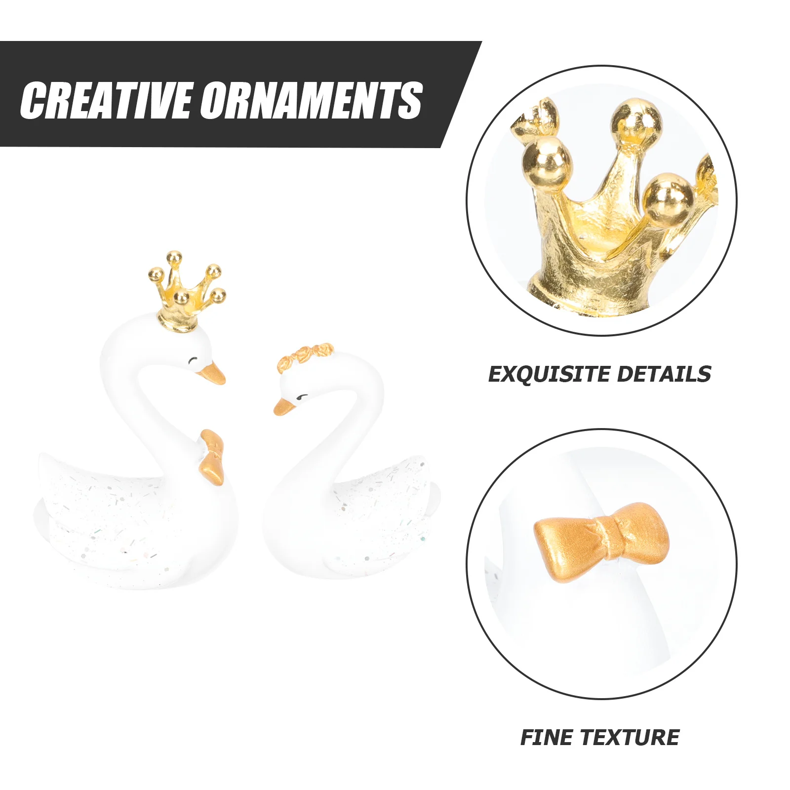 

1Pair Resin Swan Crafts Home Garden Decoration Cake Topper Car Ornament Artistic Swan Sculpture Cake Decorations