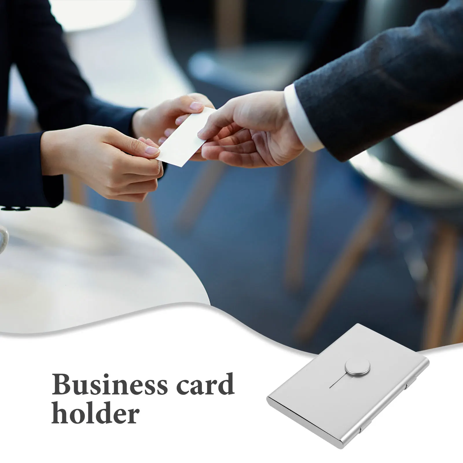 

Business Card Holder Aluminum Alloy Slide Out Case Travel Cards Protector Office Supplies Visiting Card Organizer Desk