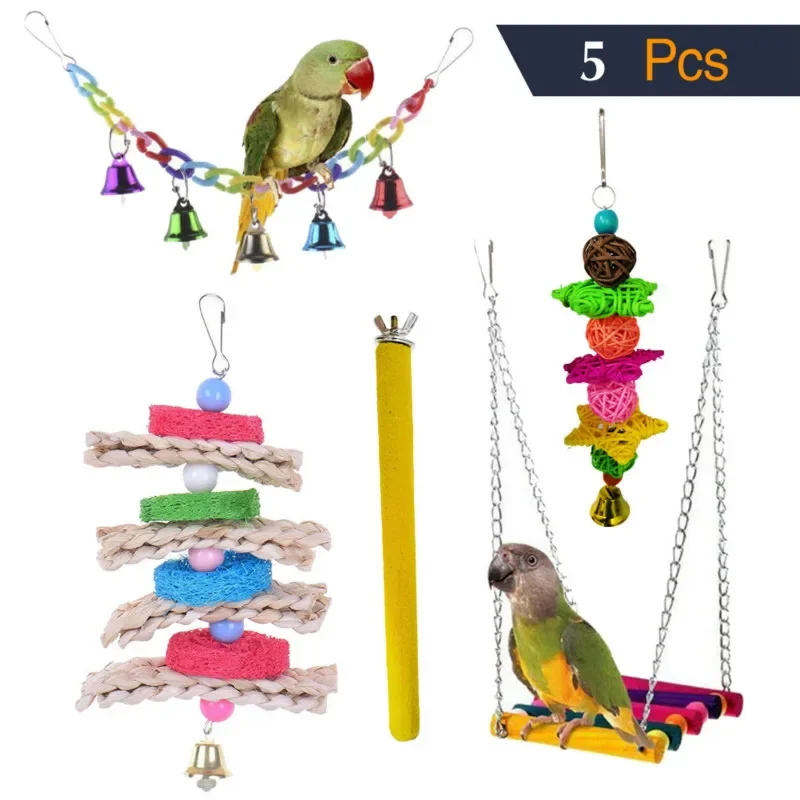 

5PCS Parrot Toy Sets Toy Pet Bird Supplies