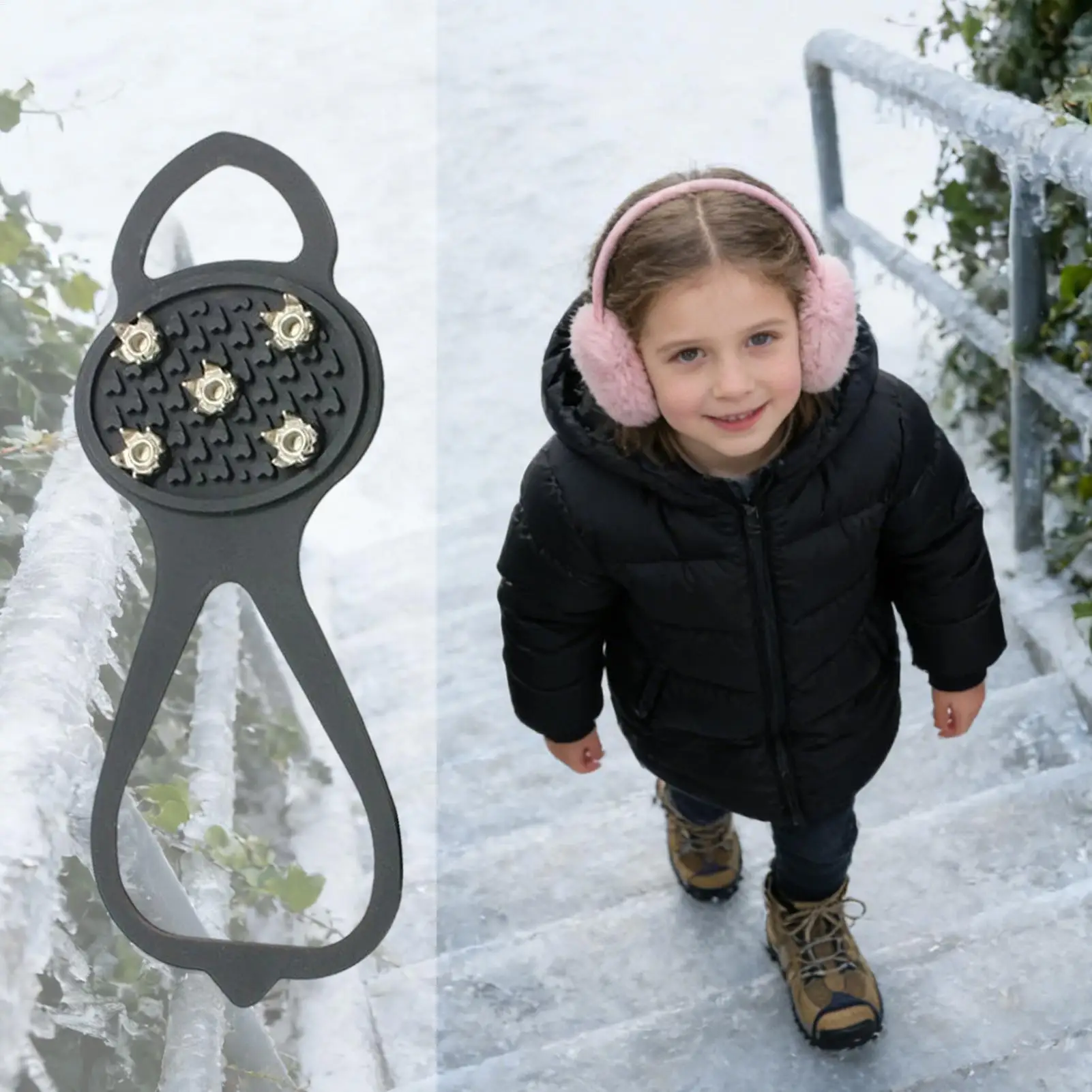 5-Zahn-Eisgreifer für Schuhe, Damen und Herren, Steigeisen, Eisgriffe, Spikes, Schneegreifer, rutschfeste Kletter- und Wanderüberzüge