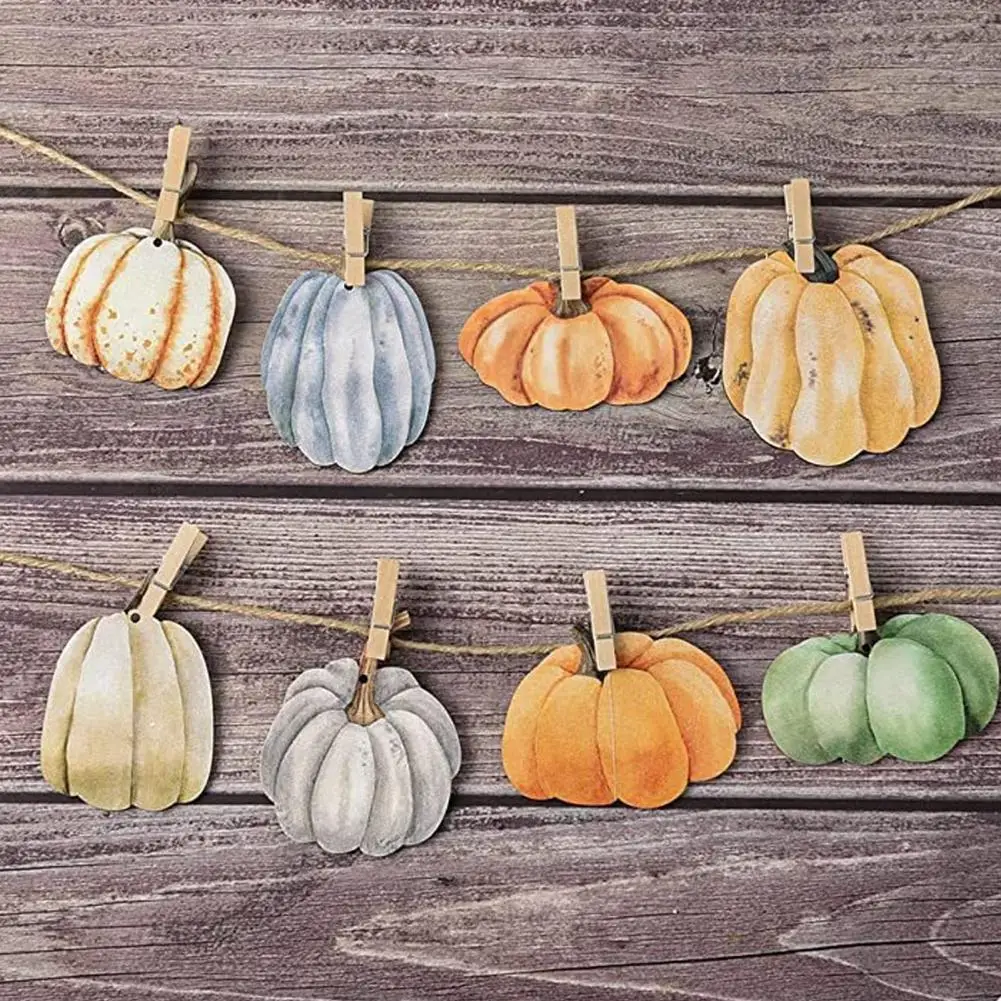 Wooden Pumpkin Ornaments Pumpkin Hanging Decor Autumn Harvest Festival 36pcs Wood Fall Pumpkin Decor for Thanksgiving Home Party