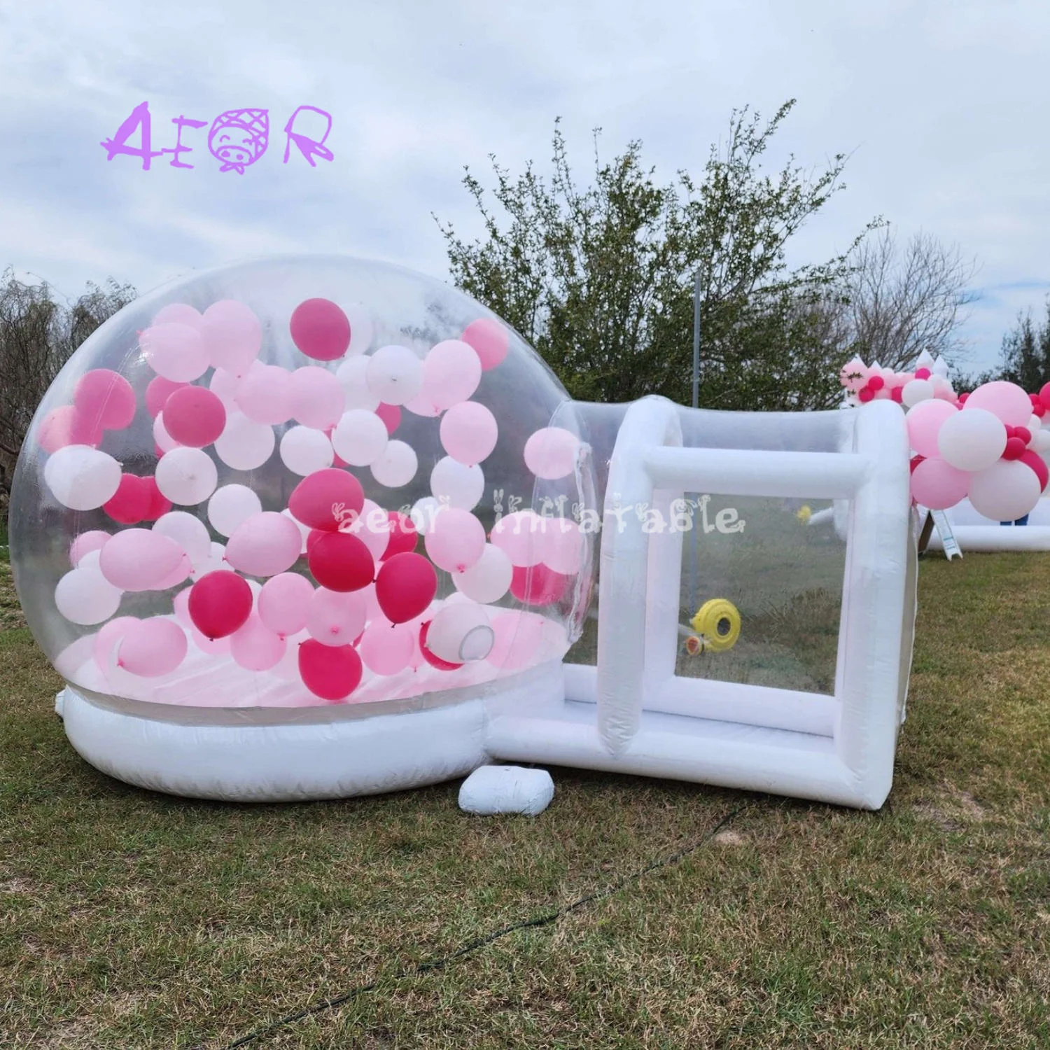 Fabryczny Dmuchany Domek Bąbelkowy 3m PVC Przezroczysty Namiot Bąbelkowy z Podkładką do Skakania na Imprezy