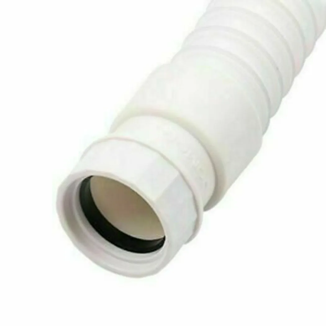 Stainless Steel Wire Reinforced White PLASTIC Basin Sink Waste Pipe Trap 3680CM Perfect for Bathroom and Kitchen