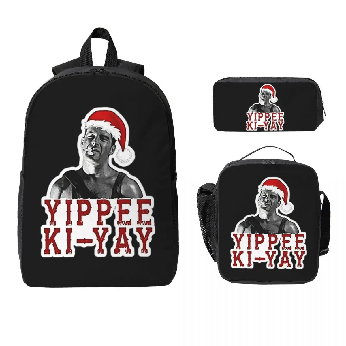 

Yippie Ki-Yay Die Hard Christmas Backpack Boys Girls BookBag School Bag Laptop Shoulder Bags 3ps Insulated Lunch Bag Pencil Case