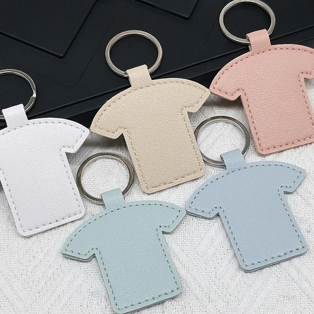 5pcs T-Shirt Keychain,DIY Keychains Available In 10 Colors, PU Leather Keychain Set, Holiday Gift, For Men Keychains