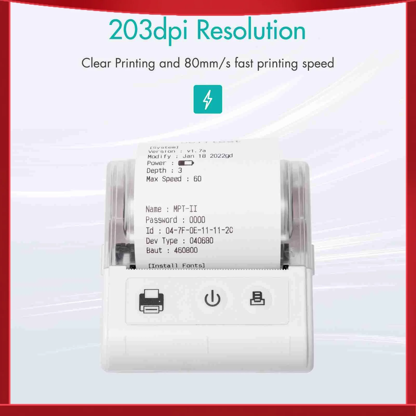 

Portable Mini Thermal Receipt Printer USB BT Connection 2 Inches 57mm Wireless Printer High Speed with 1 Roll Paper Inside