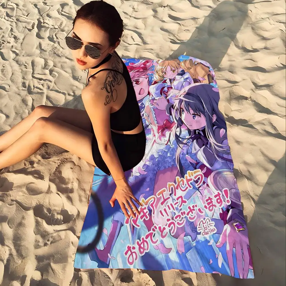 Puella Magi M-Madoka Magica Microfiber Blanket Quick Drying Beach Towels Oversized Printing Super Absorbent Pool Towel Blanket