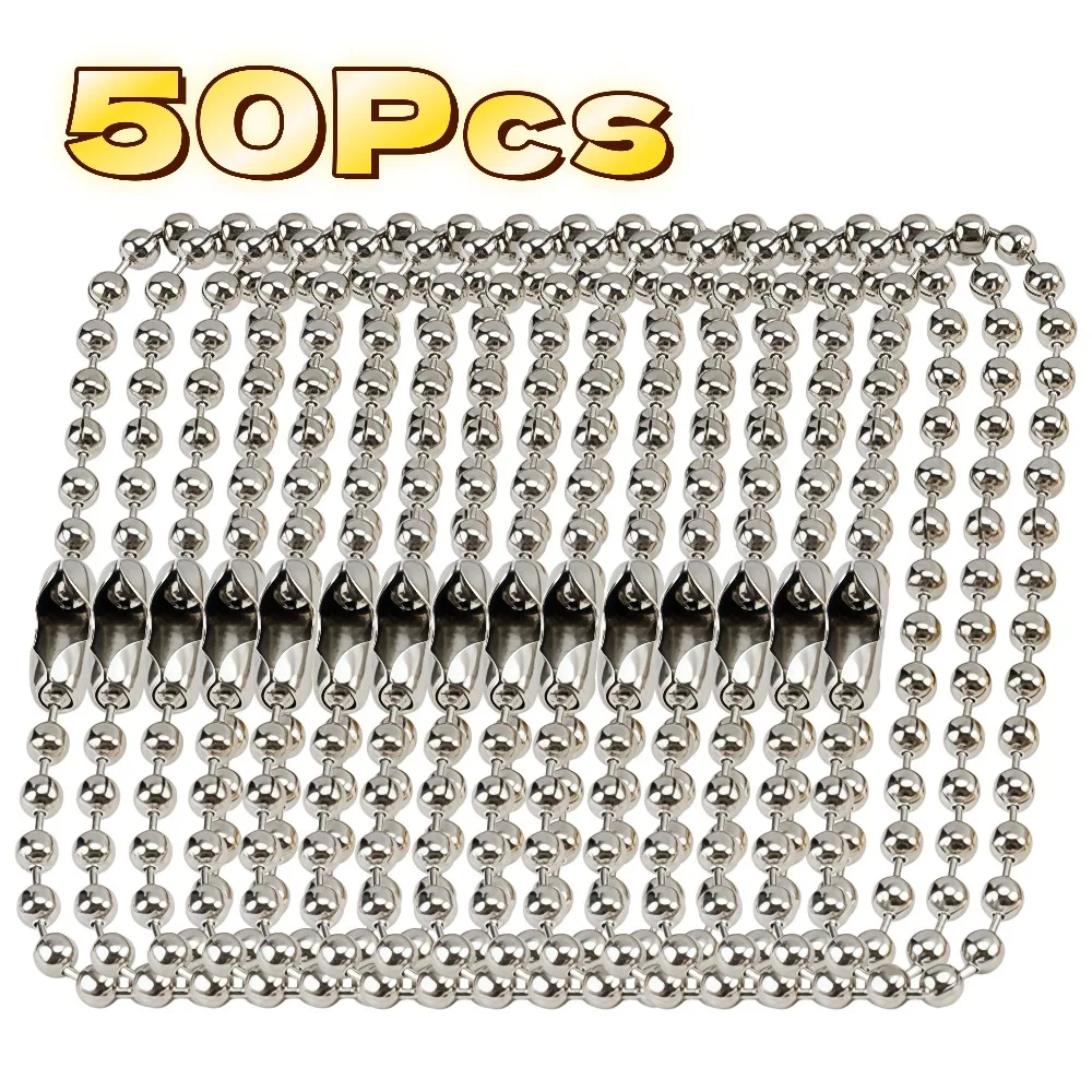 50Pcs 2.4mm Ball Bead Chain Keychain Hand Tag Connector DIY Bracelet Jewelry Making Accessory 12cm