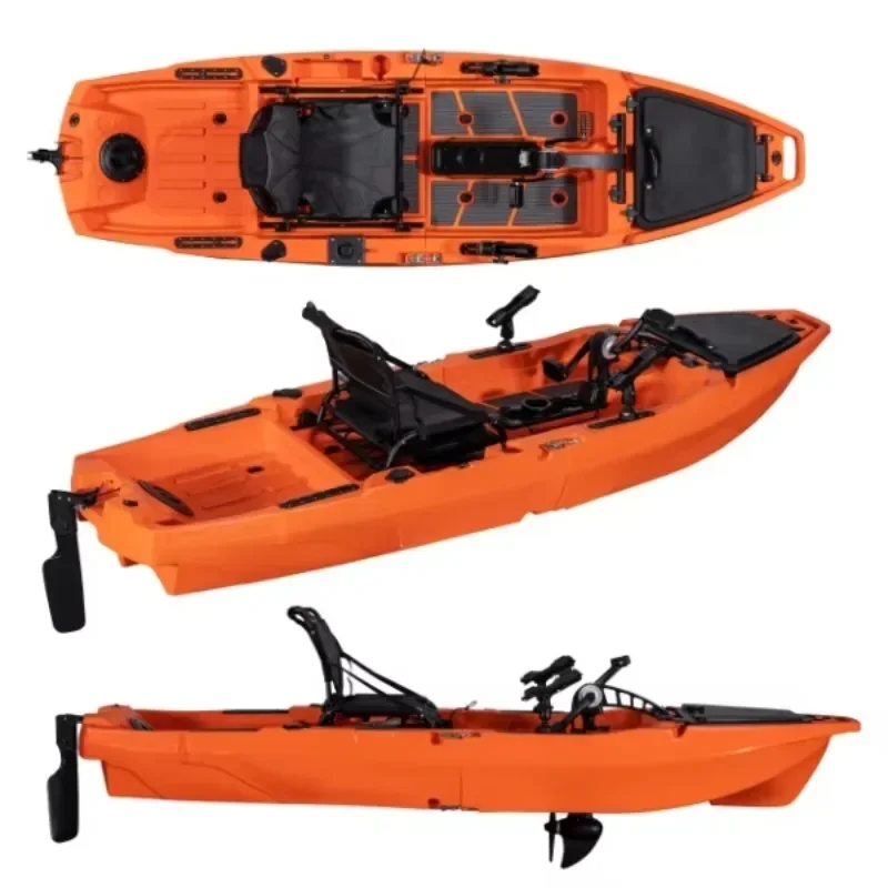 2024 Popular 10ft Single Seat Plastic Pedal Driven Fishing Kayak New 3-Section Modular Removable