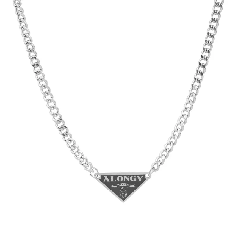 

Autumn and winter classic fashion triangle collarbone chain hip-hop Cuban ins titanium steel necklace women's non fading jewelry