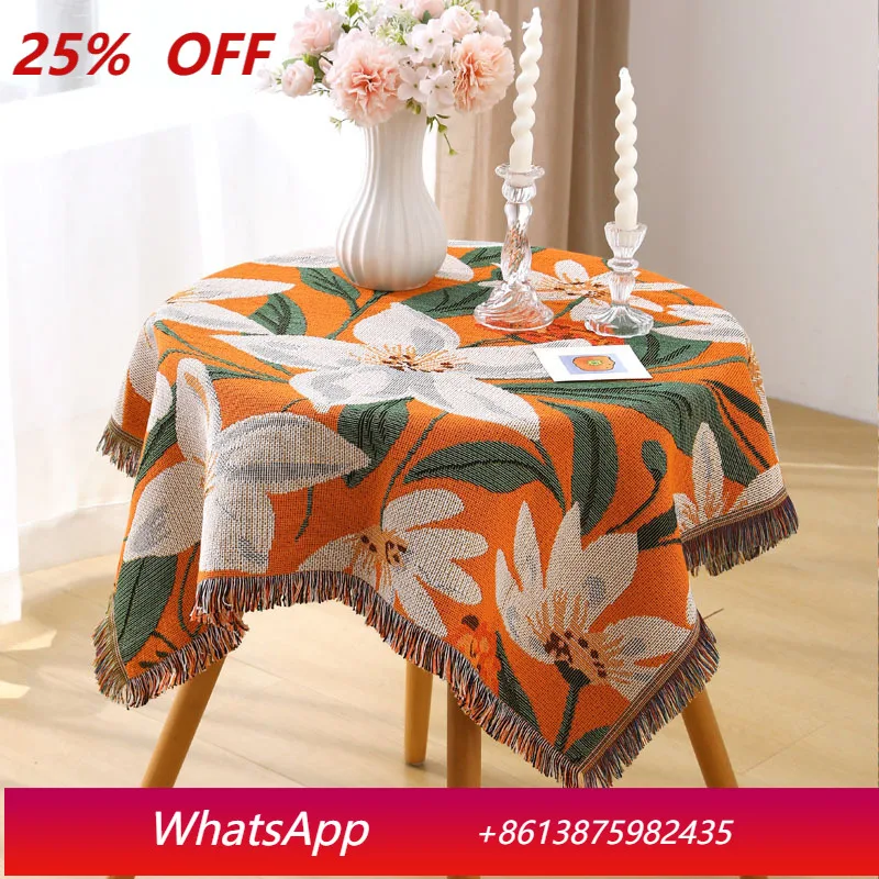 

LTT French tulip square tablecloth coffee table fabric American square small round table cloth