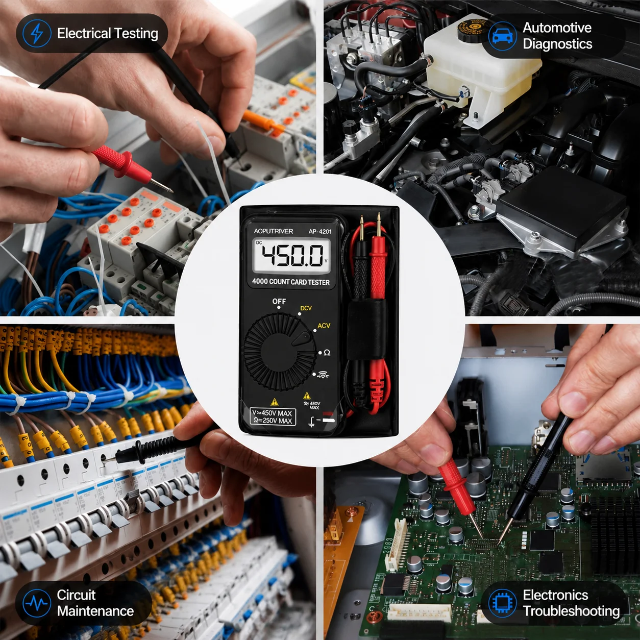 Mini Digital Multimeter 4000 Counts Auto Range AC/DC Voltage Tester Smart Pocket Voltmeter Resistance Diode Continuity Checker