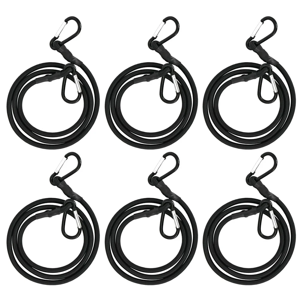 

6pcs Black Bungee Cords Heavy Duty Outdoor Belts Small Hooks Elastic String Bungee Cords With Carabiner Hooks Camping Rope