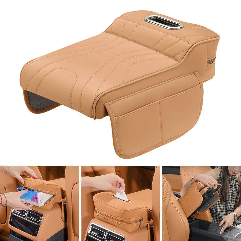 Cojín para reposabrazos de consola central portátil duradero, almohadilla para reposabrazos con aumento de altura de cuero PU, caja de almacenamiento multifuncional Universal